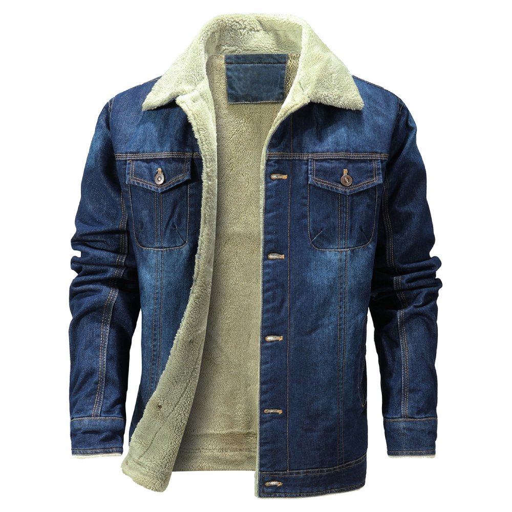 Blumarine Faux Fur-trimmed Denim Jacket in Blue | Lyst UK